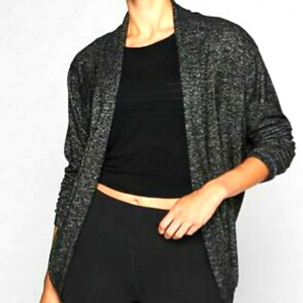 Athleta Pose Wrap Open Front Marled Cocoon Long Cardigan Sweater Oversized XS